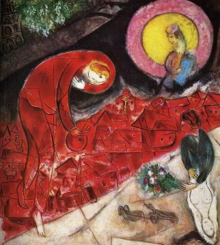 Marc Chagall Painting - Tejados rojos contemporáneo Marc Chagall